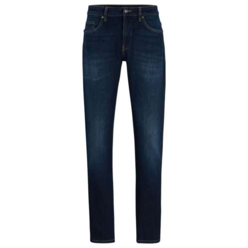 BOSS slim-fit jeans in blue italian cashmere-touch denim