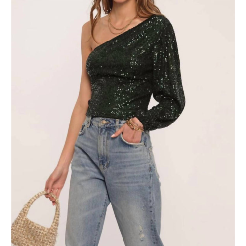 Heartloom seela sequin one shoulder top in forest