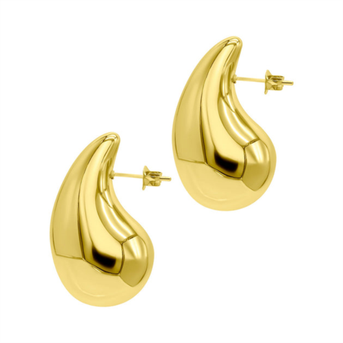 Adornia tarnish resistant 14k gold plated teardrop sculptural stud earrings