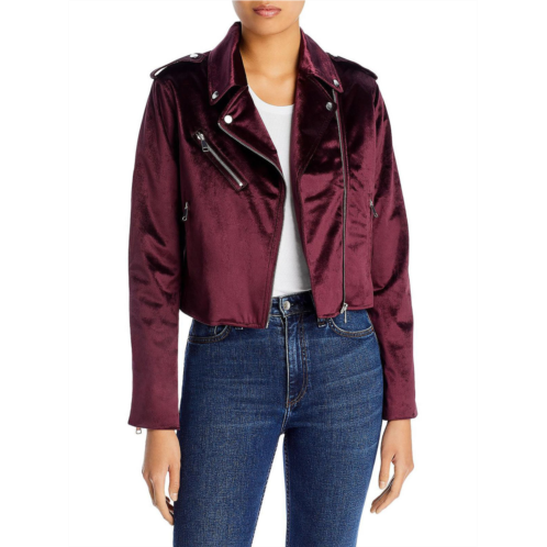 Bagatelle womens velvet cropped motorcycle jacket