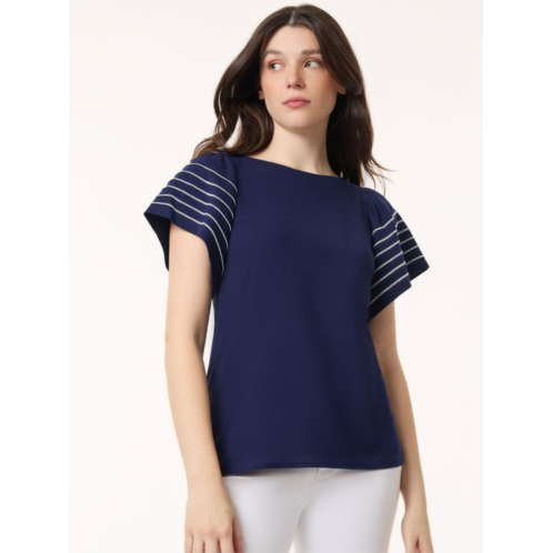 Jones New York flutter short-sleeve top, cotton modal