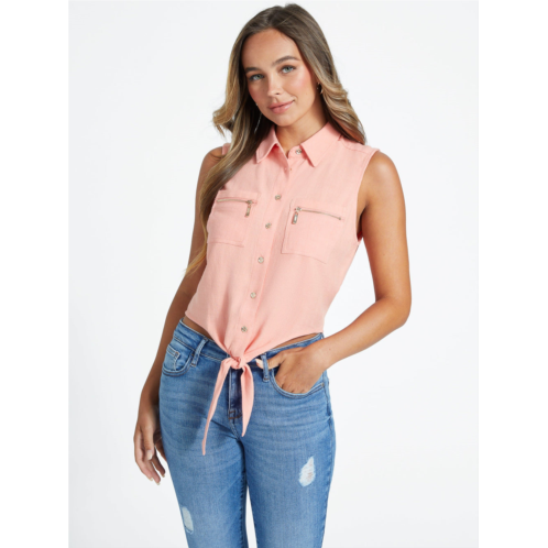 Guess Factory eco ruby tie-front crop top