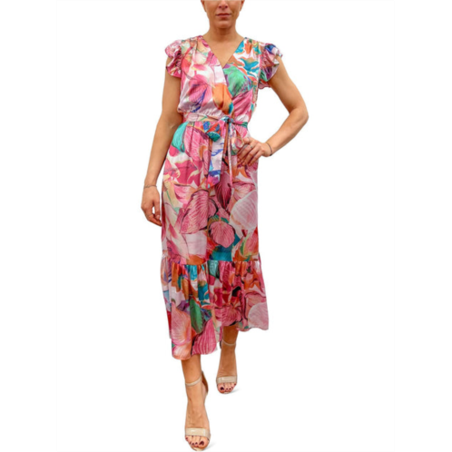 Sam Edelman womens floral faux wrap midi dress