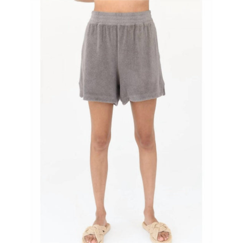 STATESIDE sherpa pull on shorts in walnut