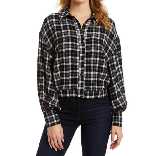 DREW cleo plaid top in black/white