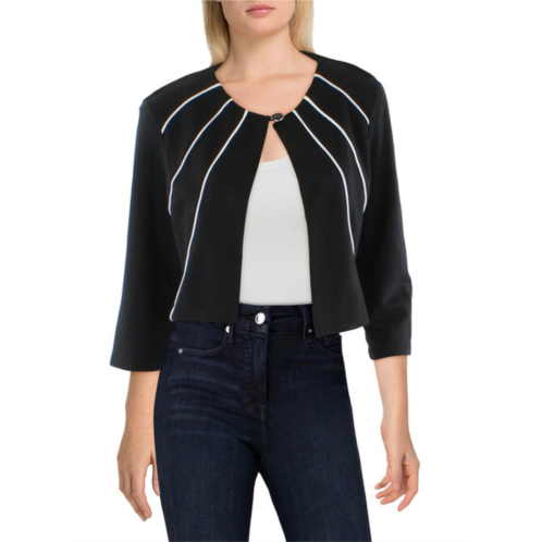 NY Collection womens piping cropped collarless blazer