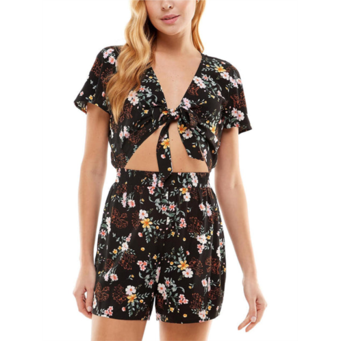 Be Bop womens floral print tie-front mini romper