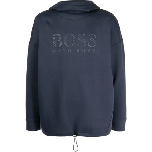 Hugo Boss mens soody iconic rubberized tonal logo blue hoody sweatshirt