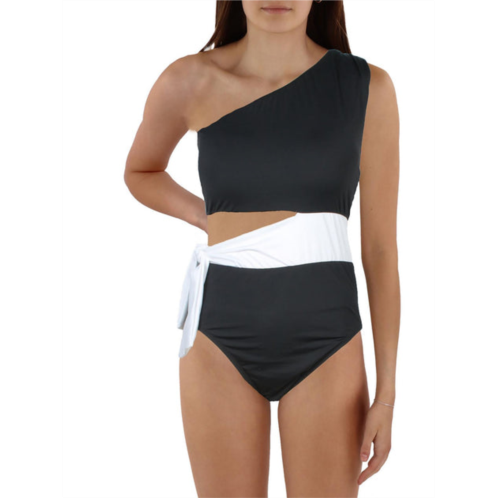 POLO RALPH LAUREN plus womens side tie one shoulder one-piece swimsuit