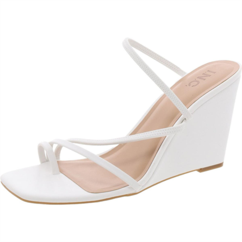 INC womens strappy faux leather wedge heels