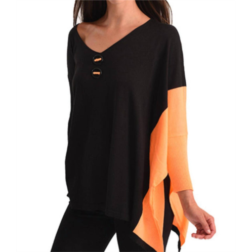 ANGEL neon panel slit oversize tunic in black/orange