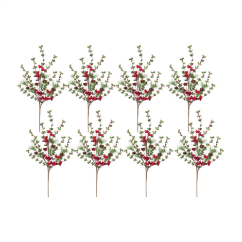 HouzBling pine/boxwood/berry spray (set of 8) 29h plastic