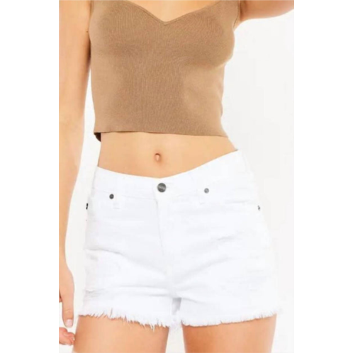 KanCan high rise denim shorts in white