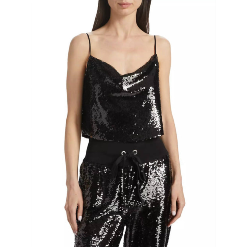 Cinq a sept andra sequin cami top in black