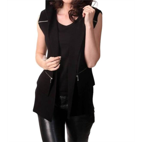 ANGEL double zip hooded vest in black