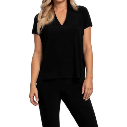 Sympli deep v top in black