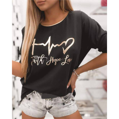 Today Fashion faith, hope, love graphic sweatshirt in black