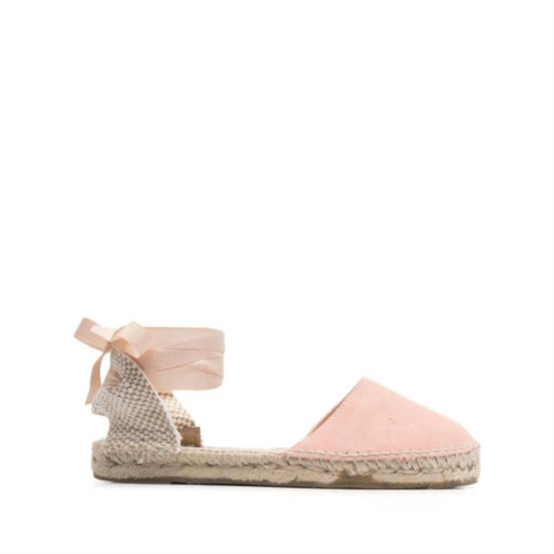 MANEBI hamptons wrap espadrille shoes in pastel rose