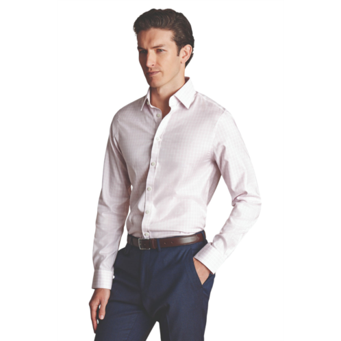 Charles Tyrwhitt mens triple check non-iron twill slim fit shirt single cuff
