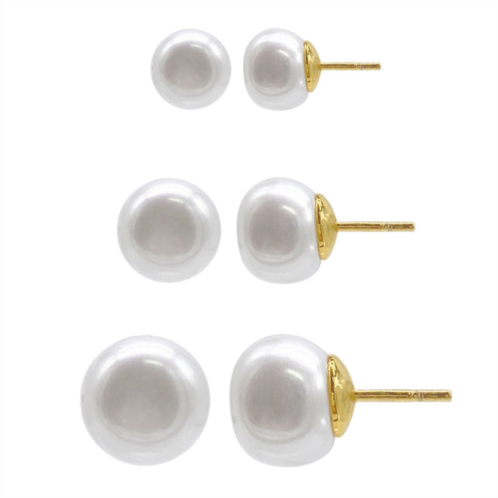 Adornia freshwater pearl stud set gold