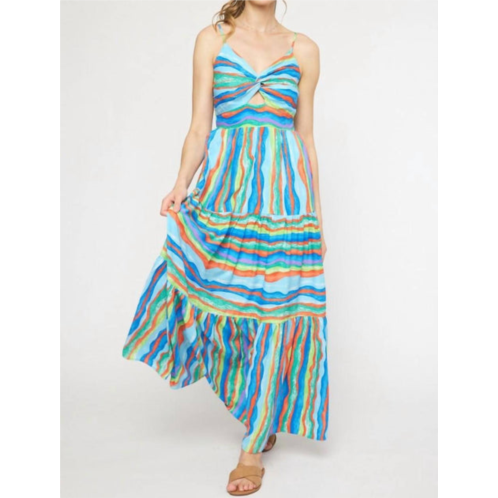 Entro stripe maxi dress in blue/green