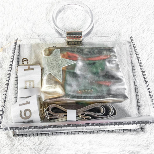 Vintage Havana womens molly clear with gold clutch in transparent
