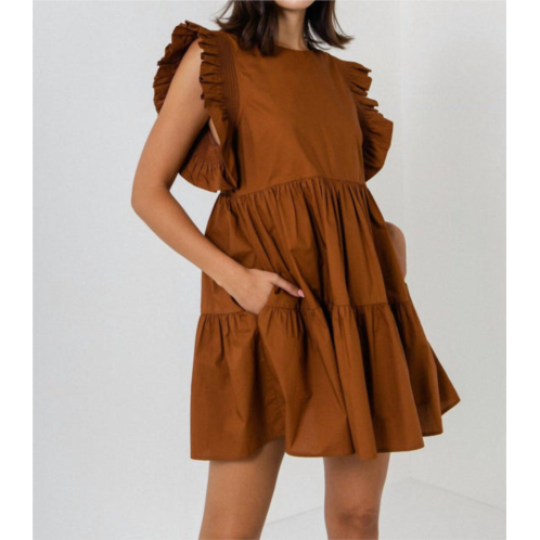 2.7 AUGUST APPAREL ruffled babydoll mini in brown