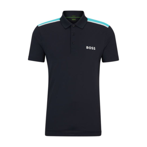 BOSS performance-stretch polo shirt with contrast logo