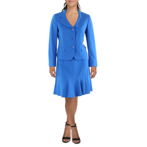 Le Suit womens crepe three button skirt suit