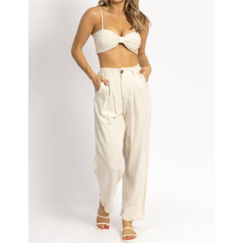 MABLE linen ruched crop + pant set in oatmeal