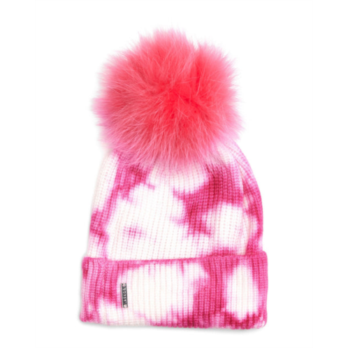 Gorski knit hat with fox pompom