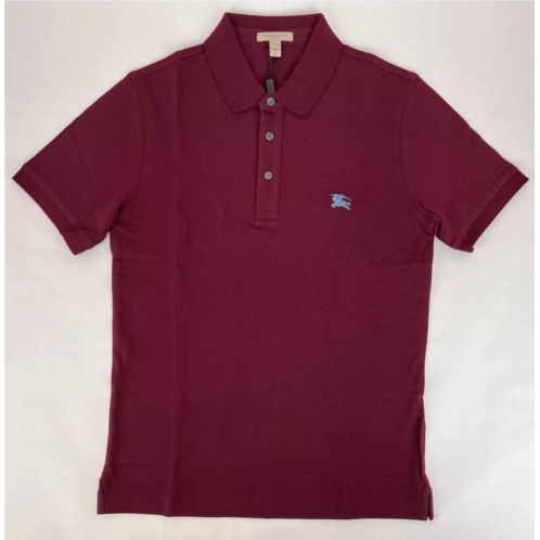 Burberry new mens deep claret cotton embroide logo polo shirt s