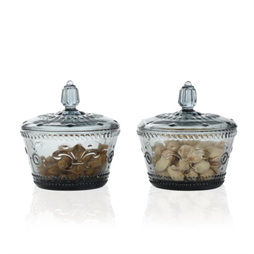 Grassi colorful embossed glass candy jar with lid