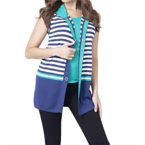 ANGEL striped hooded vest in white/navy