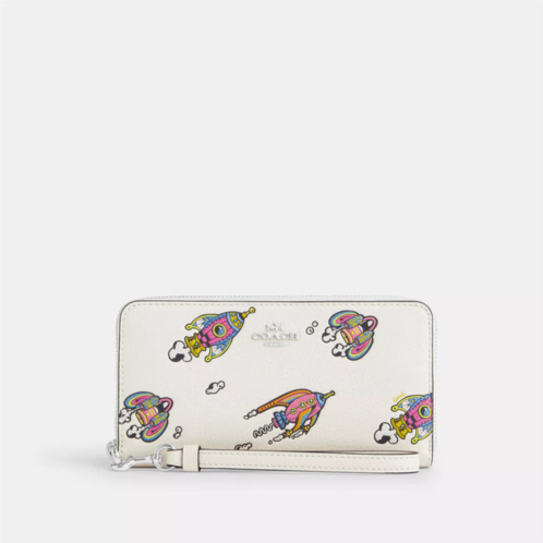 Coach Outlet cosmic coach long zip around wallet with rocket print