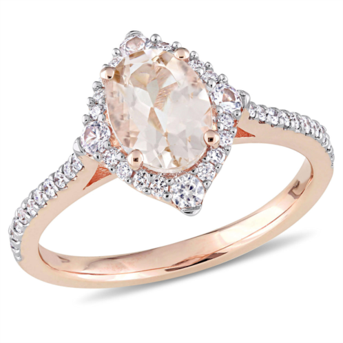 Mimi & Max 1 1/3ct tgw morganite white sapphire 1/4ct tw diamond engagement ring 10k rose gold