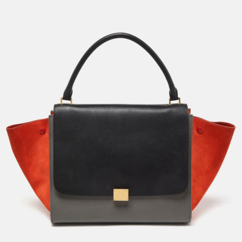 Celine tricolor leather and suede large trapeze bag