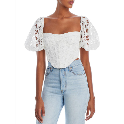 Bardot womens eyelet corset cropped