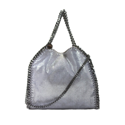 Stella McCartney womens falabella snap button chain trim shoulder handbag silver