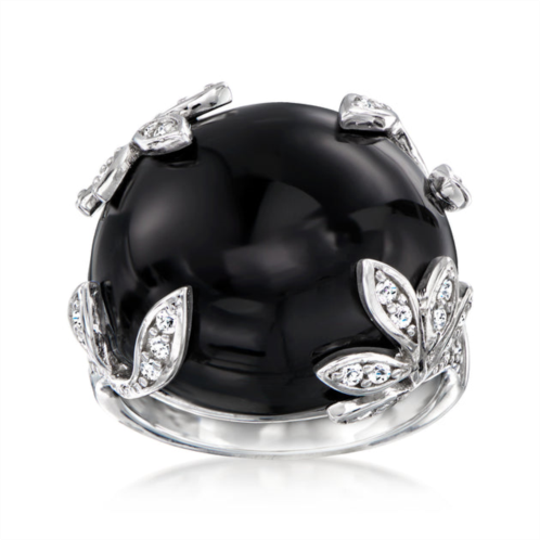 Ross-Simons onyx leaf ring with white topaz in sterling silver