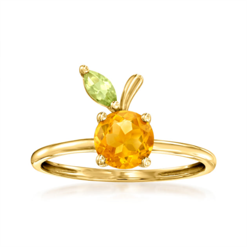 RS Pure by ross-simons citrine and . peridot peach ring in 14kt yellow gold