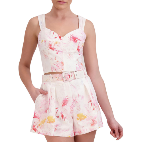 BCBGMAXAZRIA womens printed sweetheart neckline cropped