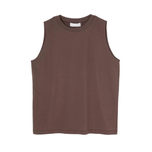 Moussy womens clear plain tank top in brown