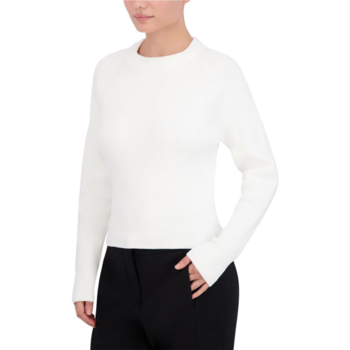 BCBGMAXAZRIA womens ribbed long sleeve crewneck sweater