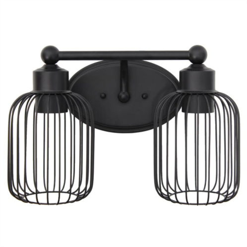 Lalia Home two light decorative cage vanity uplight downlight wall mounted fixture