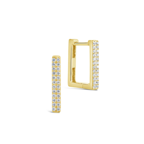 Sterling Forever sterling silver cz rectangular hoops