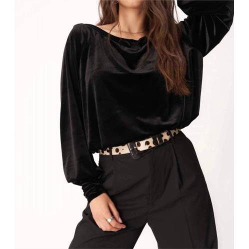 PROJECT SOCIAL T hazy velvet long sleeve top in black