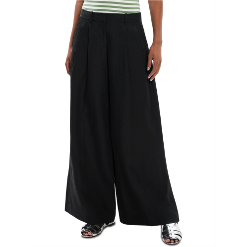 Theory galena womens pleated linen wide leg pants