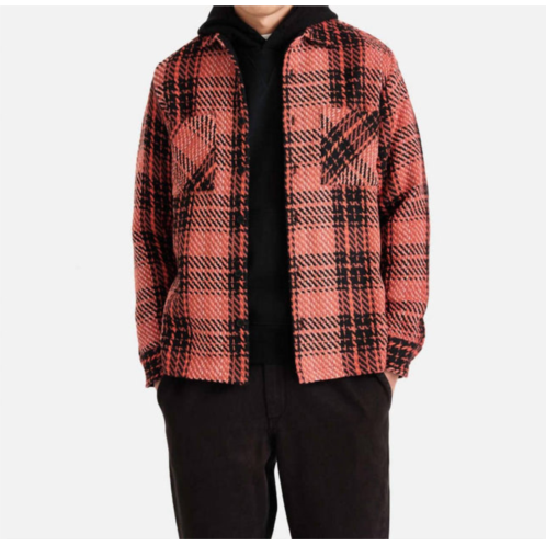 Wax London whiting foxham overshirt in red