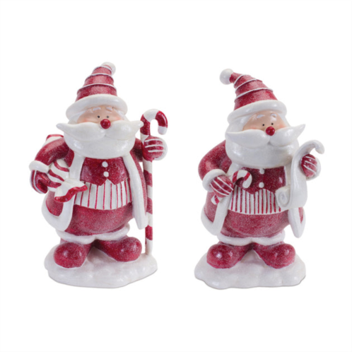 HouzBling santa w/candy cane (set of 2) 9h resin